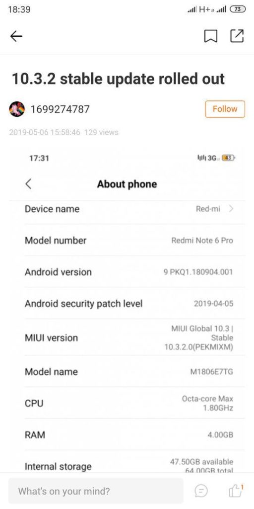 Miui 10.3.2.0 stable