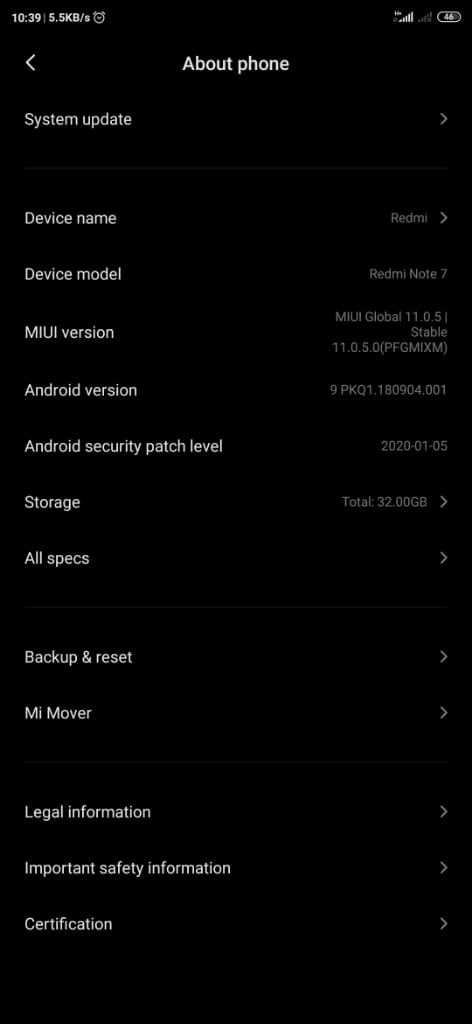 Redmi Note 7 Android 10 update