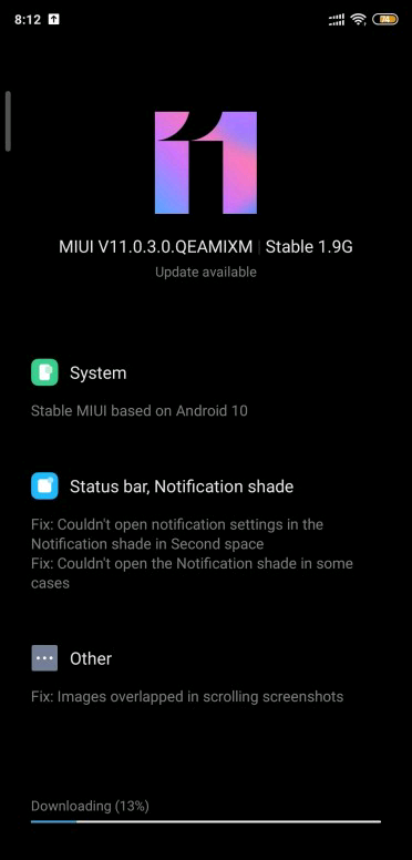 Xiaomi MI 8 Android 10 update