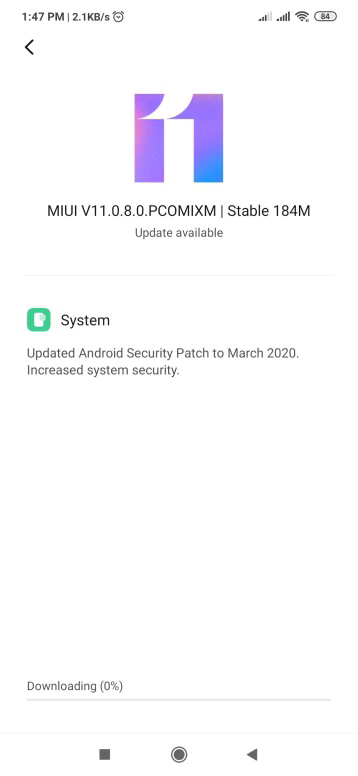 March security patch for Redmi Note 8