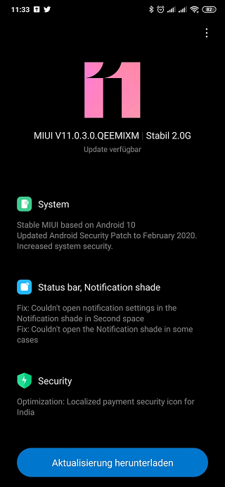 Xiaomi MI Mix 3 Android 10 update