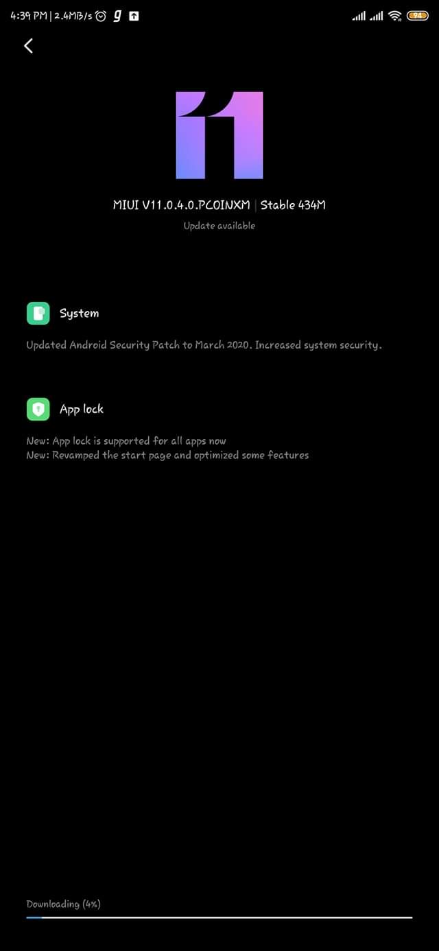 New Redmi Note 8 update - MIUI 11.0.4.0 PCOINXM
