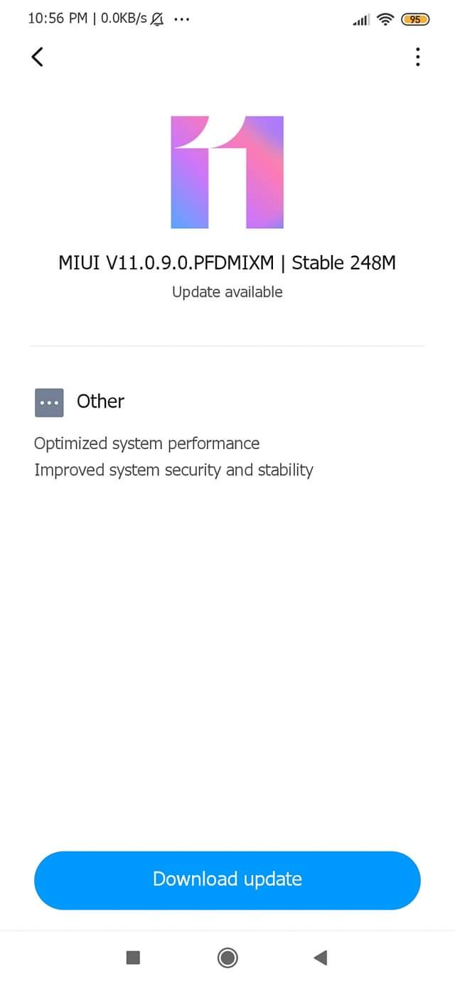 New Xiaomi Mi note 10 update