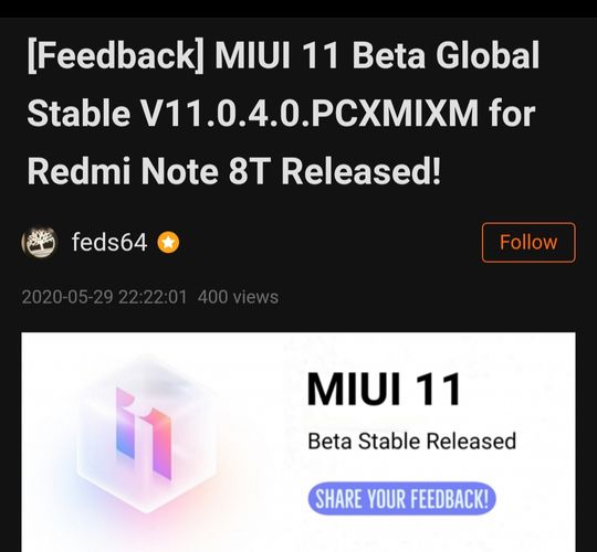 New update arriving for Redmi Note 8T - MIUI 11.0.4.0 PCXMIXM