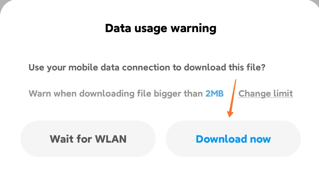 Select Download over a mobile network