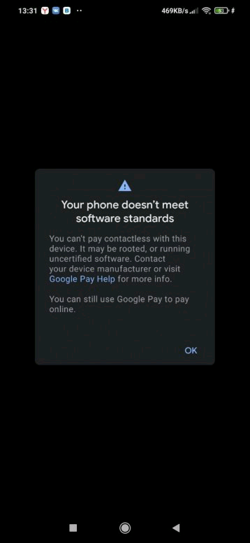 Google pay not working