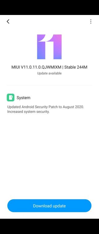 MIUI 12 update for Redmi Note 9s
