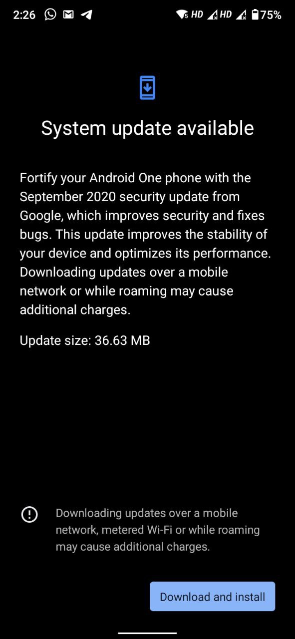 September security patch update for the mi a3