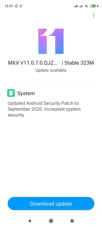 new Global stable update for the Redmi Note 9 Pro released
