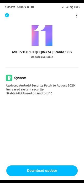 Redmi 8A dual Android 10 update
