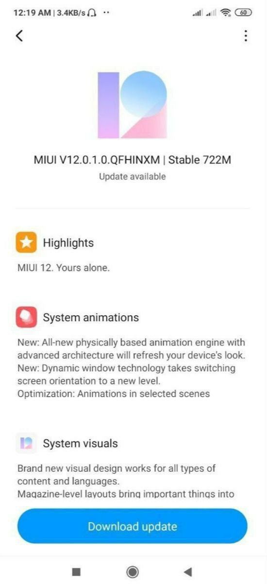 Stable MIUI 12 update for the Redmi Note 7 Pro