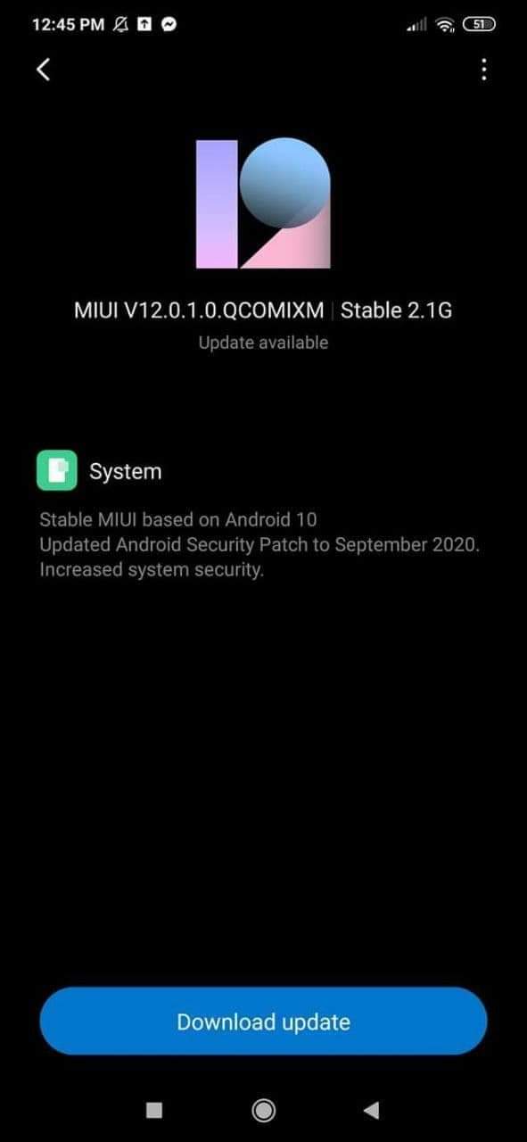 global stable MIUI 12 update for the Redmi Note 8