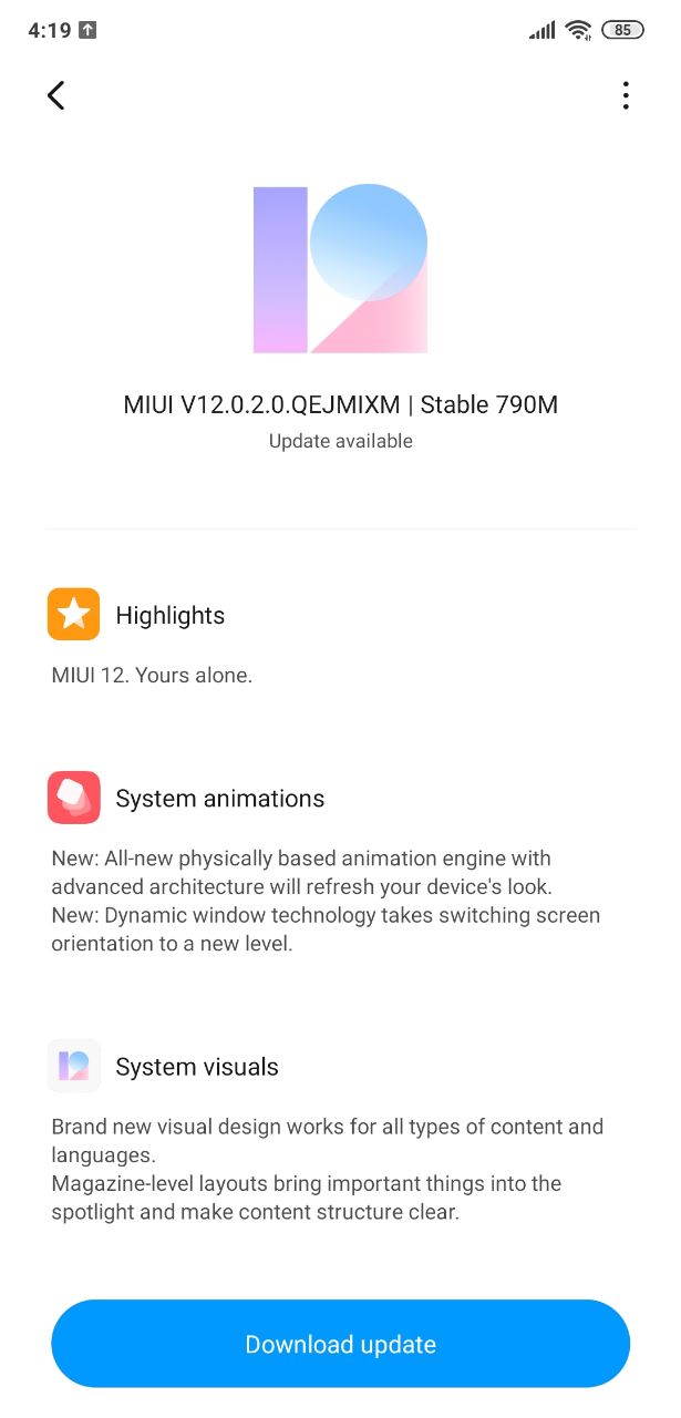 Stable MIUI 12 update for the Poco F1