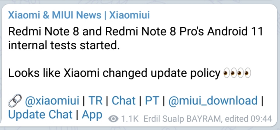 Redmi Note 8 and Note 8 Pro Android 11 update. 