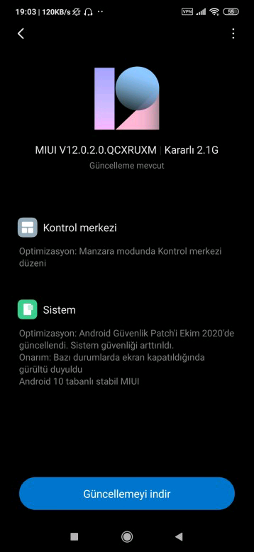 stable MIUI 12 update for Redmi Note 8T in Russia
