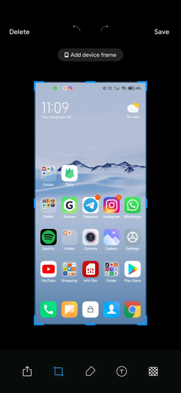 How to add a device frame on a screenshot with Xiaomi Android phone