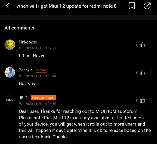 Stable MIUI 12 update for the global Redmi Note 8