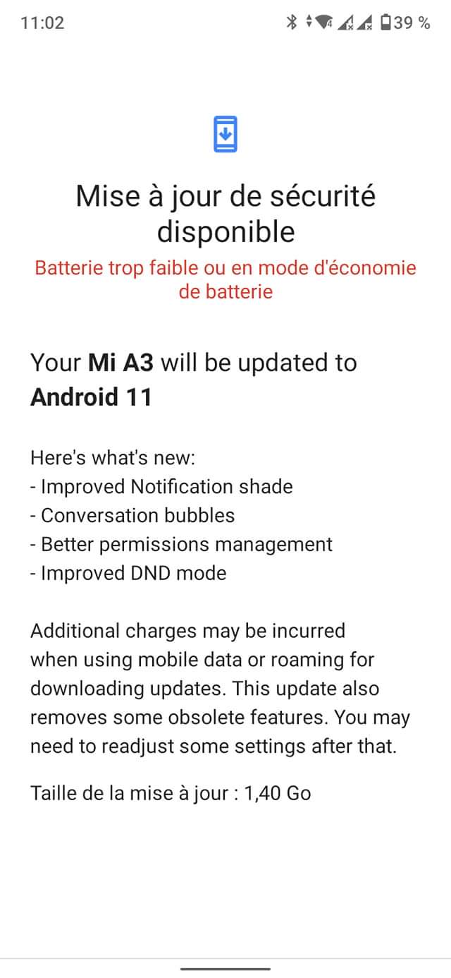 Xiaomi Mi A3 Android 11 update