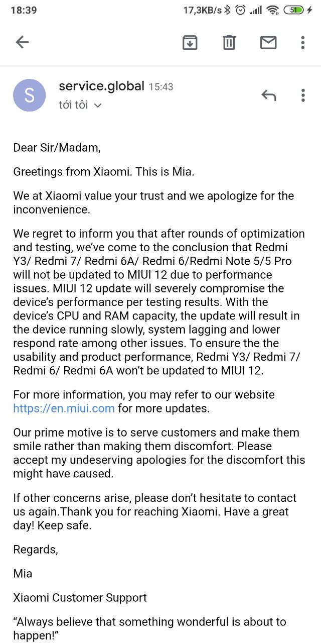 Redmi Note 5/5Pro won't receive MIUI 12