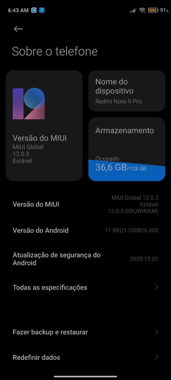 MIUI 12 update for the Redmi Note 9 Pro