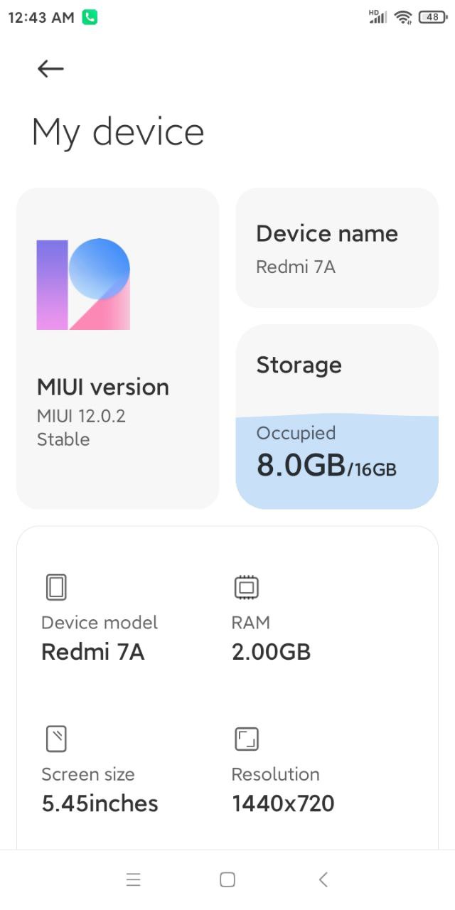 Redmi 7A MIUI 12 update