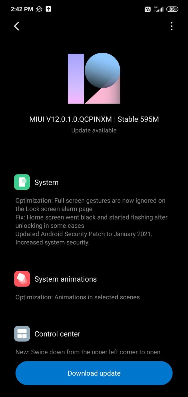 MIUI 12 update for Redmi 8 and 8A