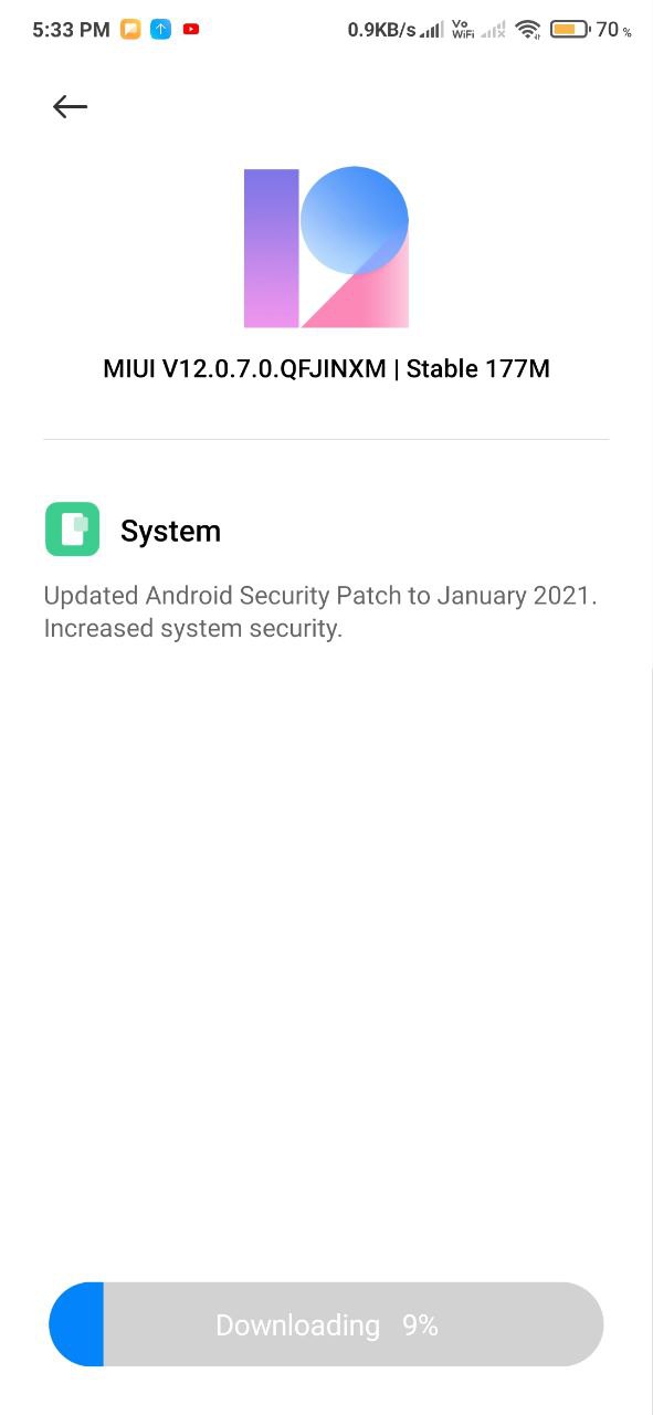 New update for Redmi k20