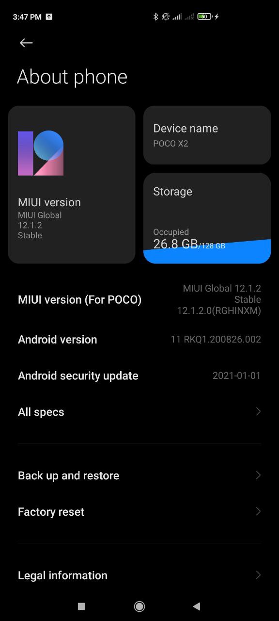 POCO X2 Android 11 update