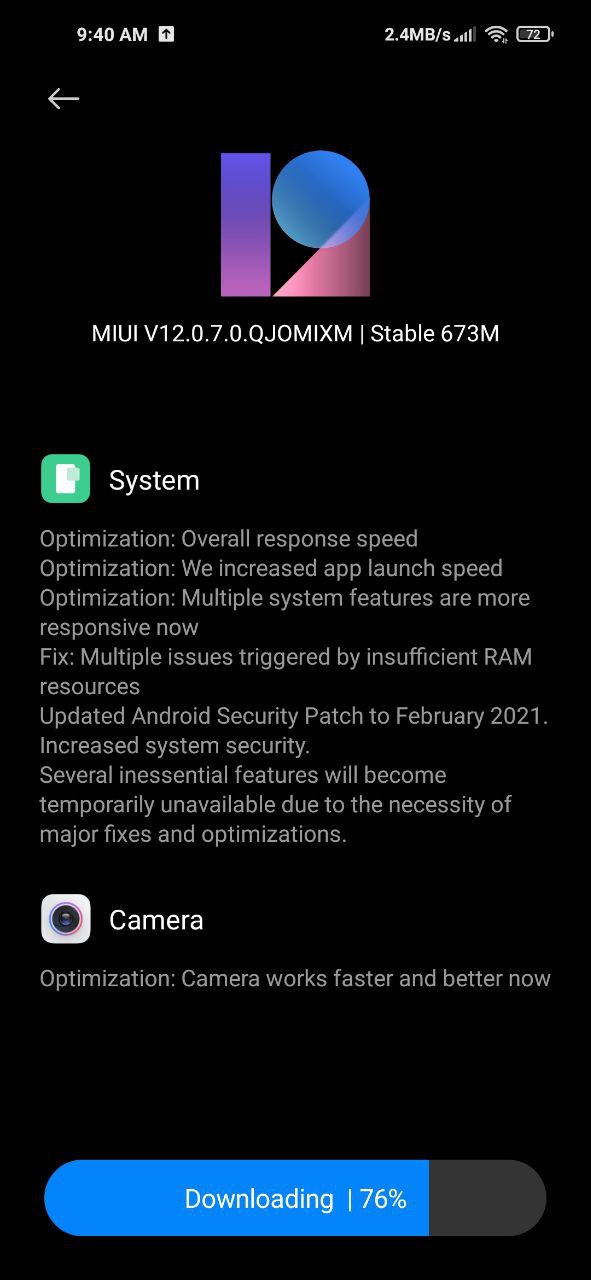 New Stable update for the Redmi Note 9
