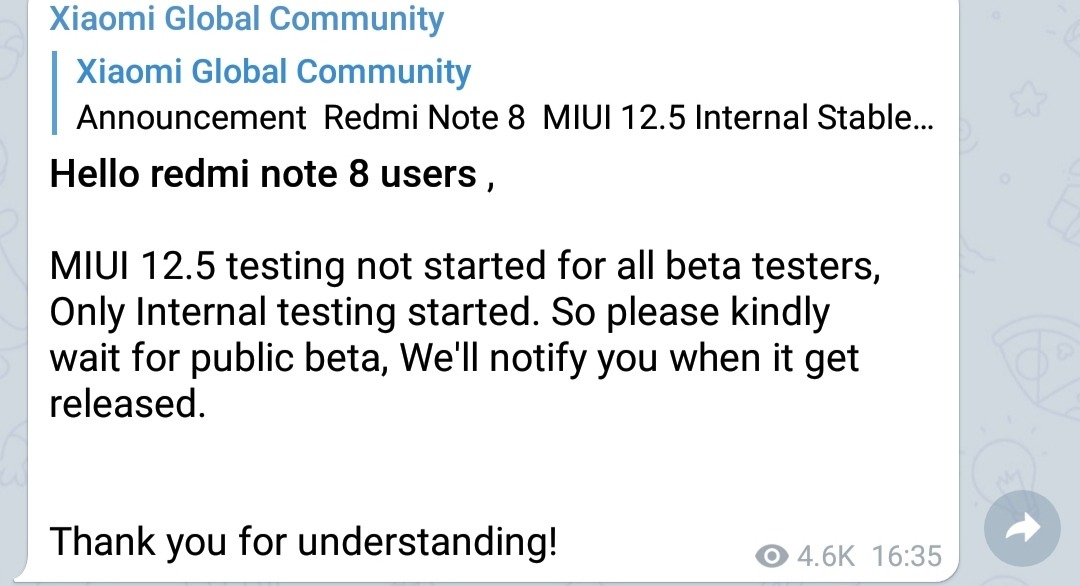 Redmi note 8 internal stable MIUi 12.5 beta