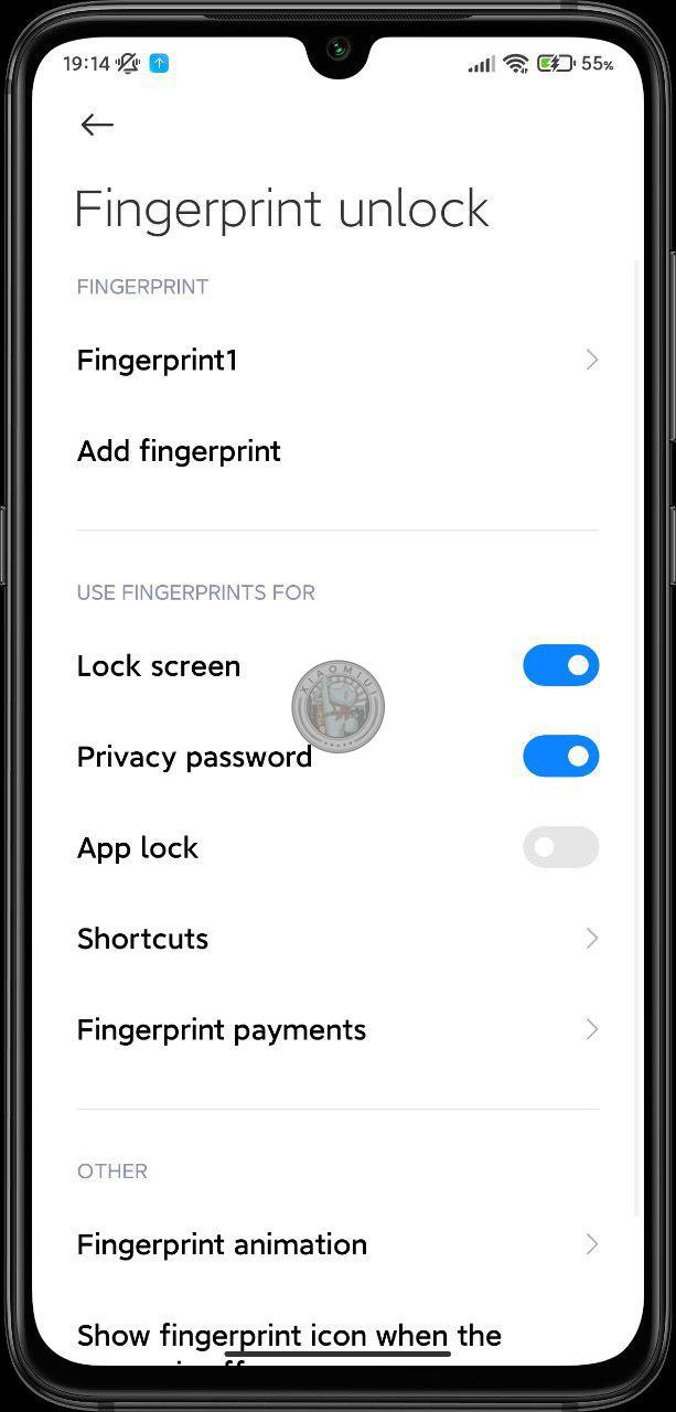 Turn off fingerprint for lock screen