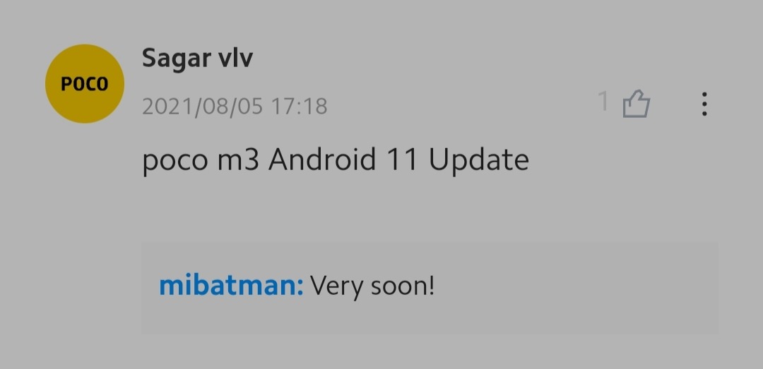 POCO M3 Android 11 update