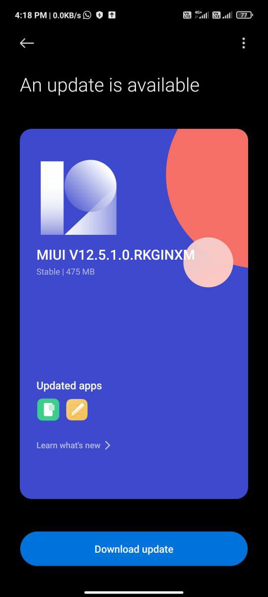 Redmi Note 10 MIUI 12.5 update in India