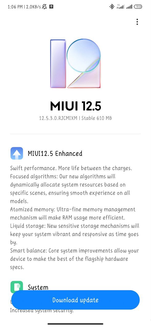 Redmi 9 Enhanced Edition of MIUI 12.5 