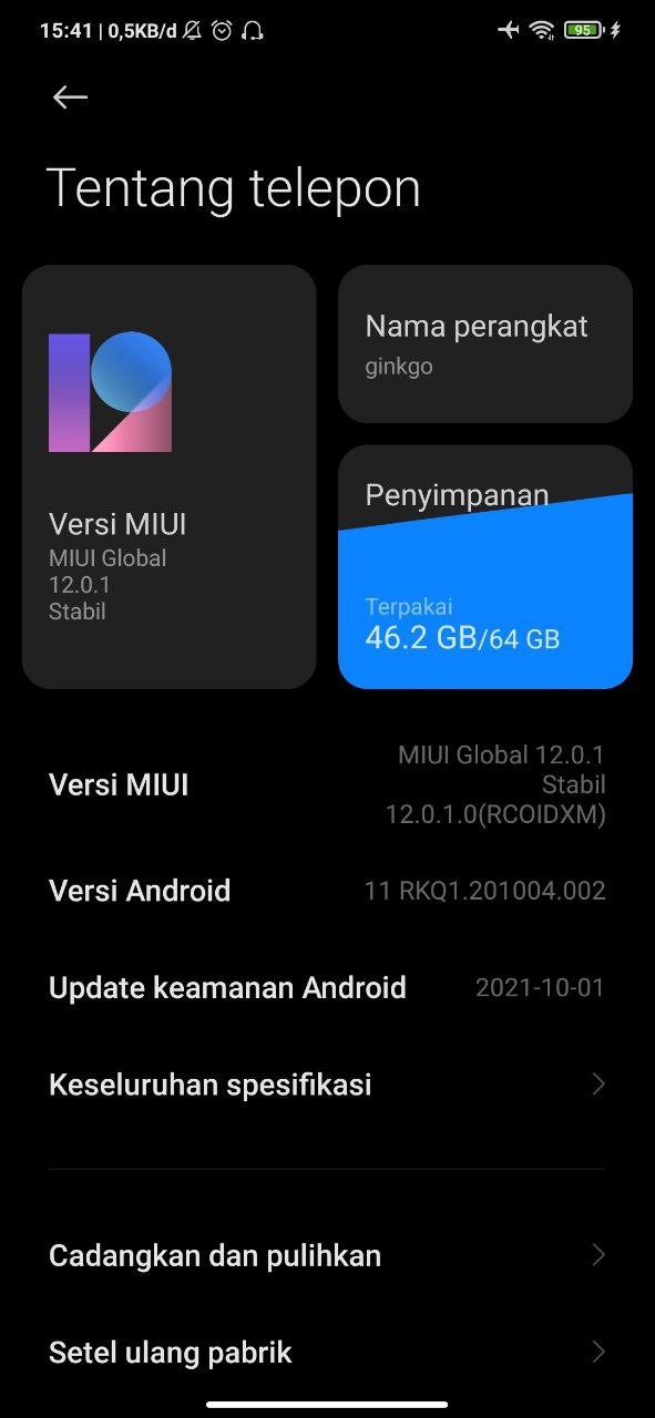 Redmi Note 8 Android 11 update in Indonesia