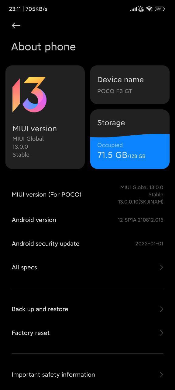 POCO F3 GT Android 12-based MIUI 13 update