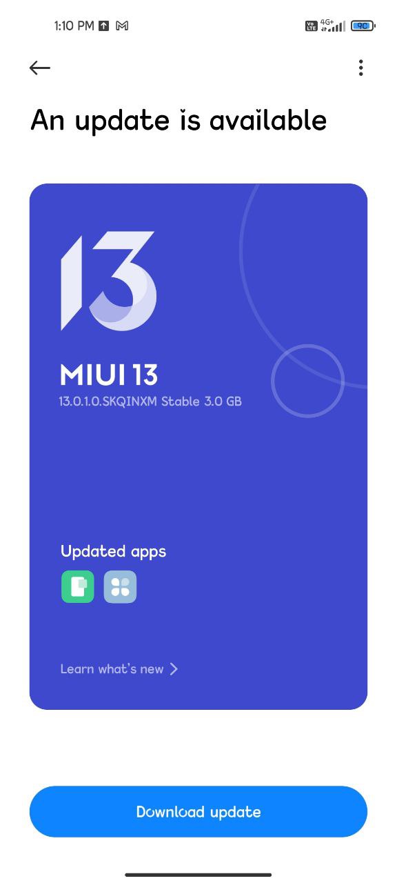 Mi 11 lite 4G stable MIUI 13 update