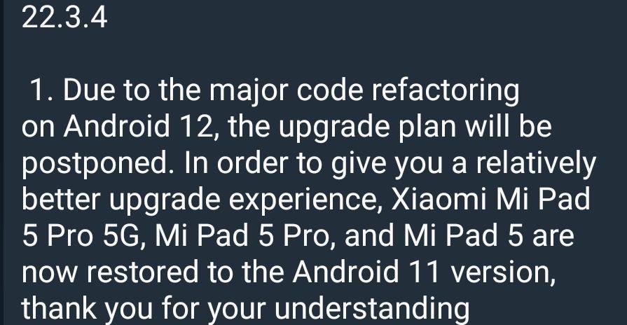 Android 12 for Xiaomi Pad 5 