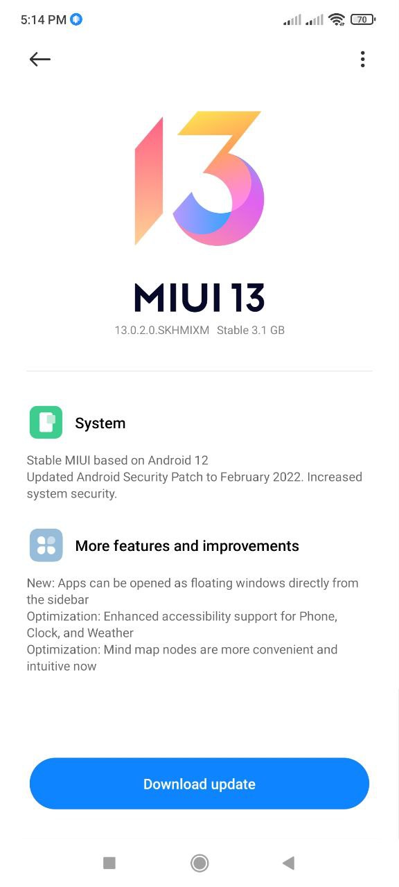 Global POCO F3 stable MIUI 13 update