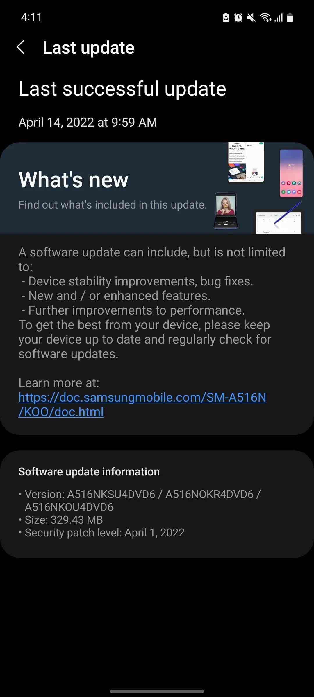 Galaxy A51 5G April 2022 security patch update