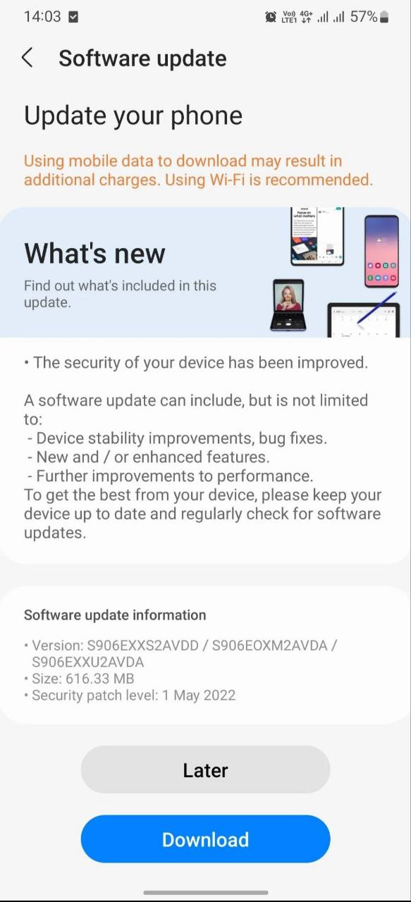 Galaxy S22 May 2022 security patch update