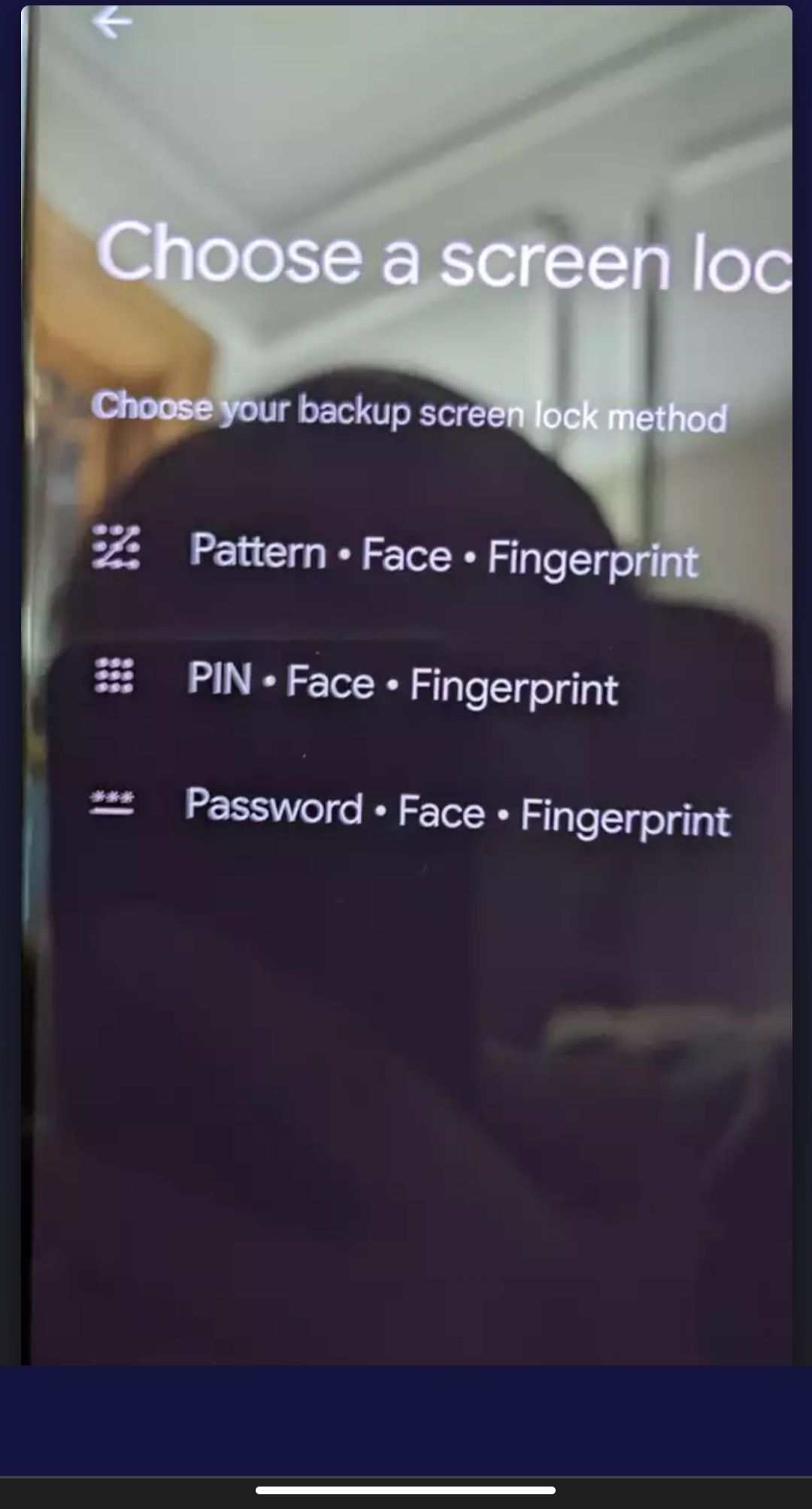face unlock option