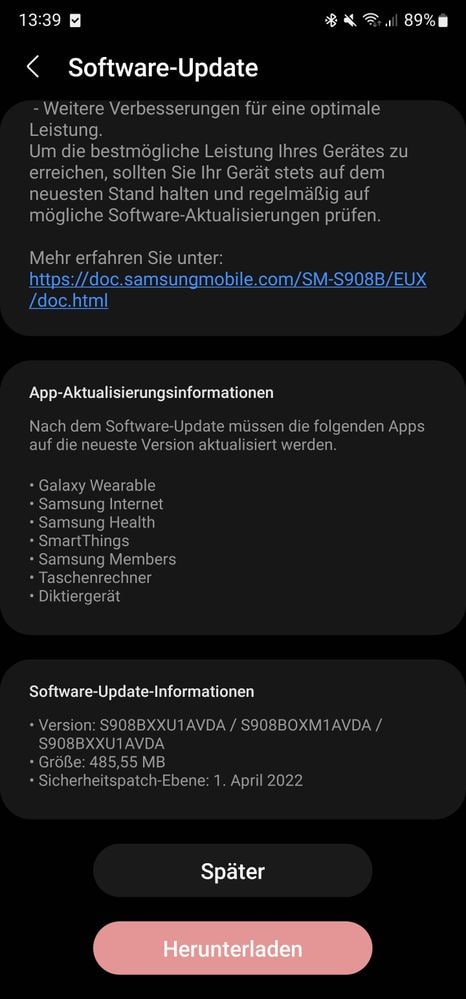 new galaxy s22 update