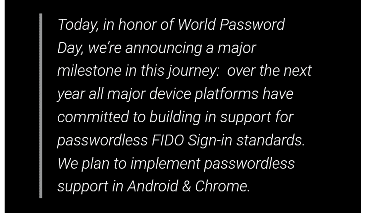Passwordless FIDO sign-in standards