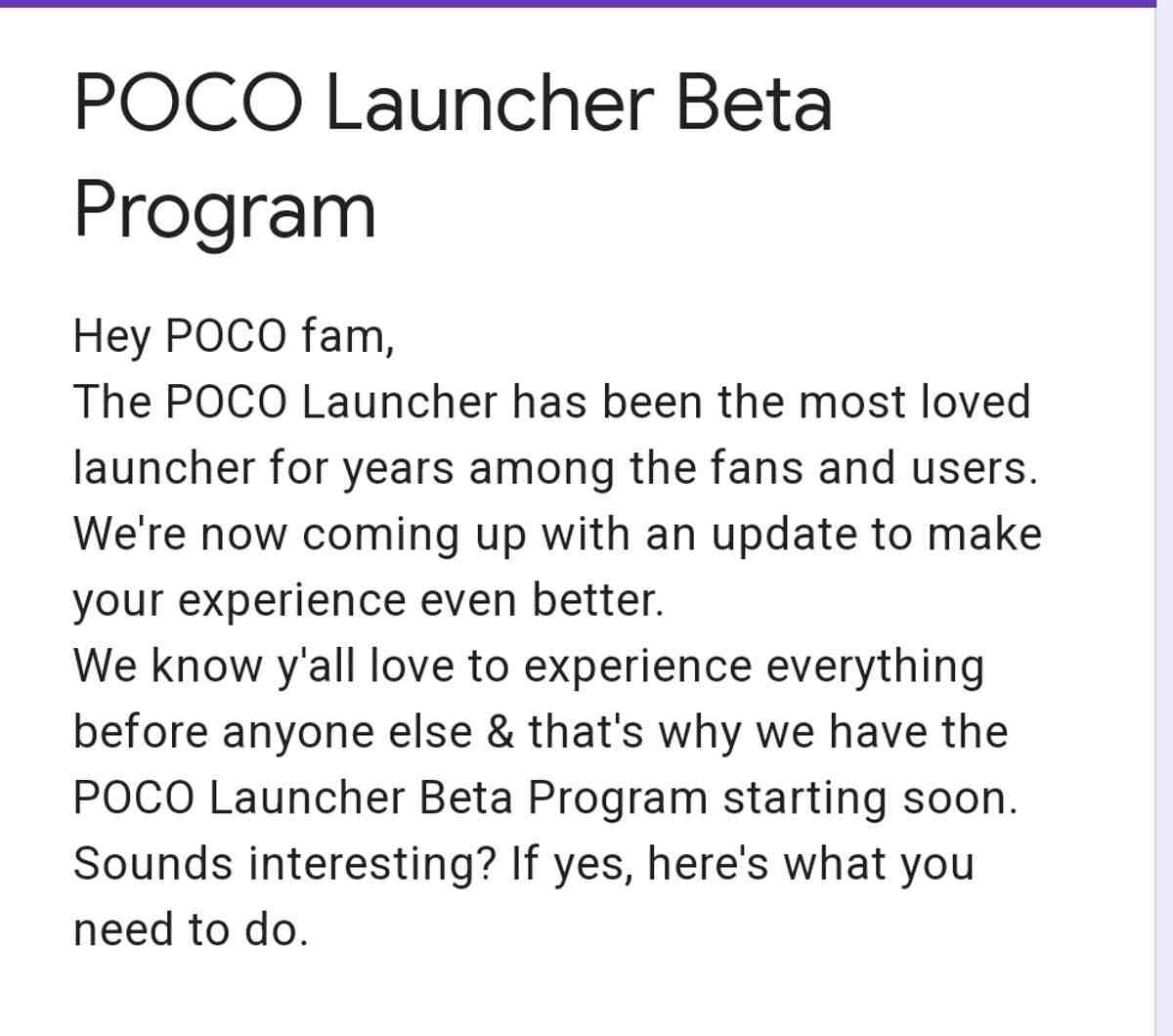 POCO Launcher Beta recruitment