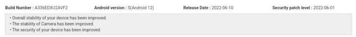 Samsung Galaxy A33 5G June 2022 security patch now available