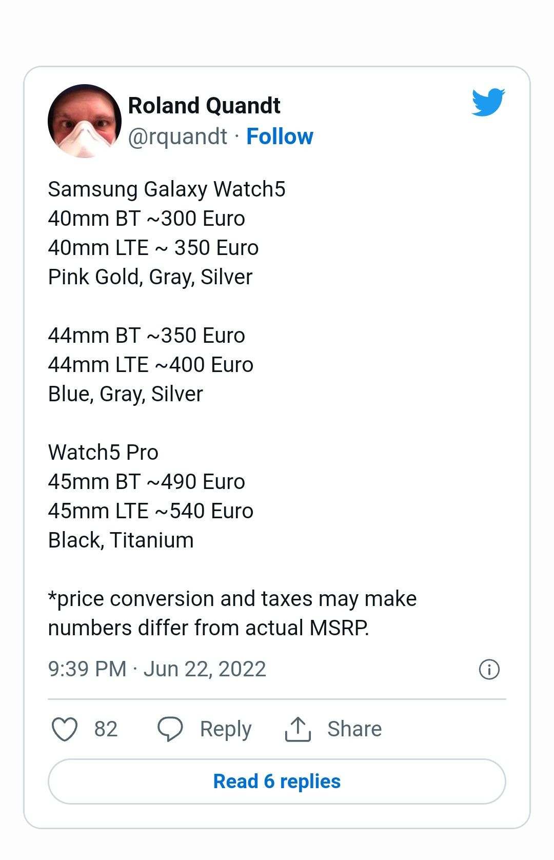Samsung Galaxy Watch 5 series pricing revealed