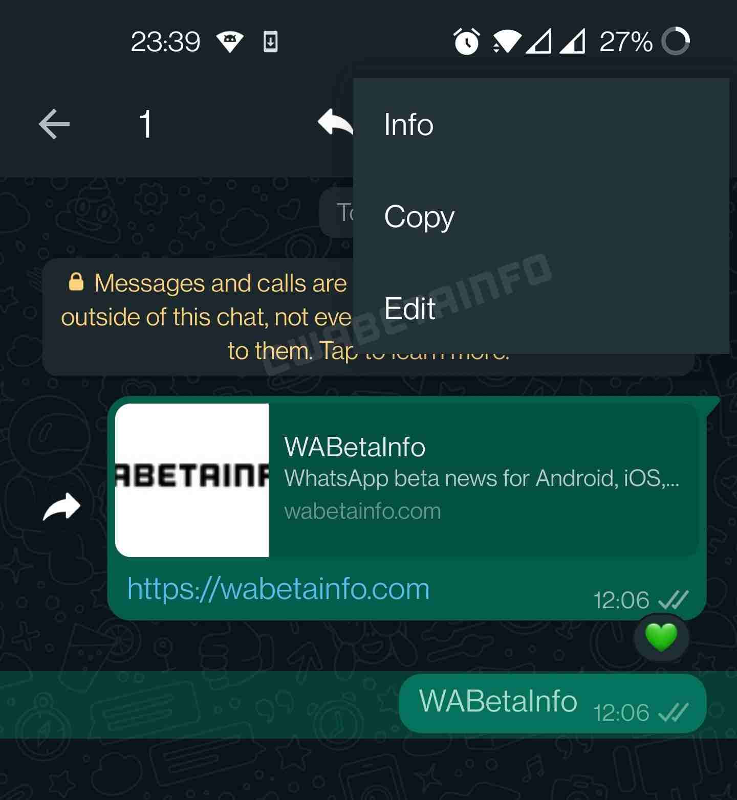 Edit button for Whatsapp