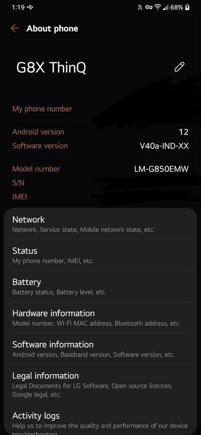 LG G8X ThinQ Android 12 update now available