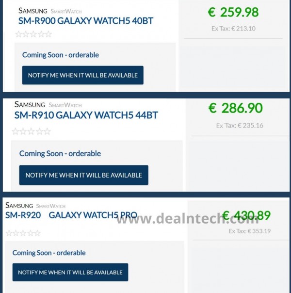 Samsung Galaxy Watch 5 and Watch 5 Pro price tags revealed